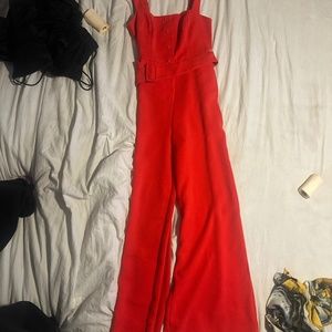 Red jump suit